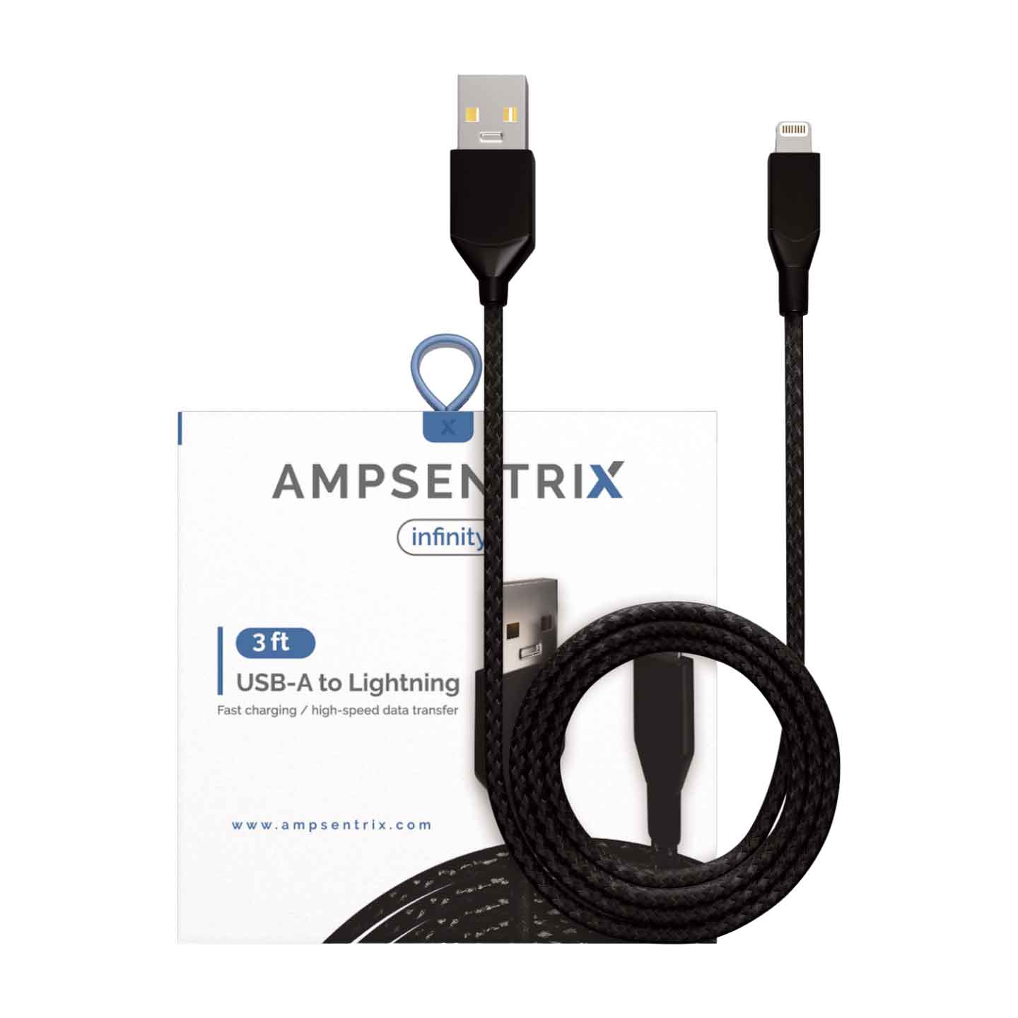 Ampsentrix Infinity Lightning Ladekabel USB-A auf Lightning 1 Meter