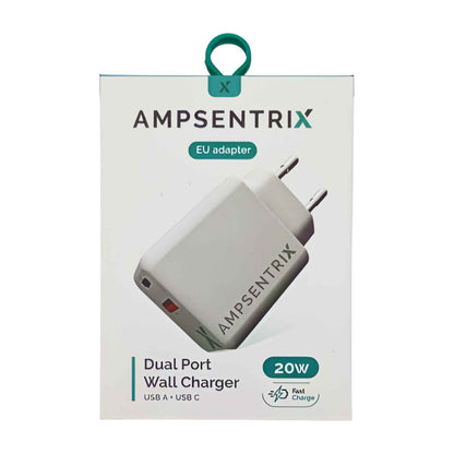 Ampsentrix 20W Dual-Netzteil USB-C & USB-A Schnellladegerät
