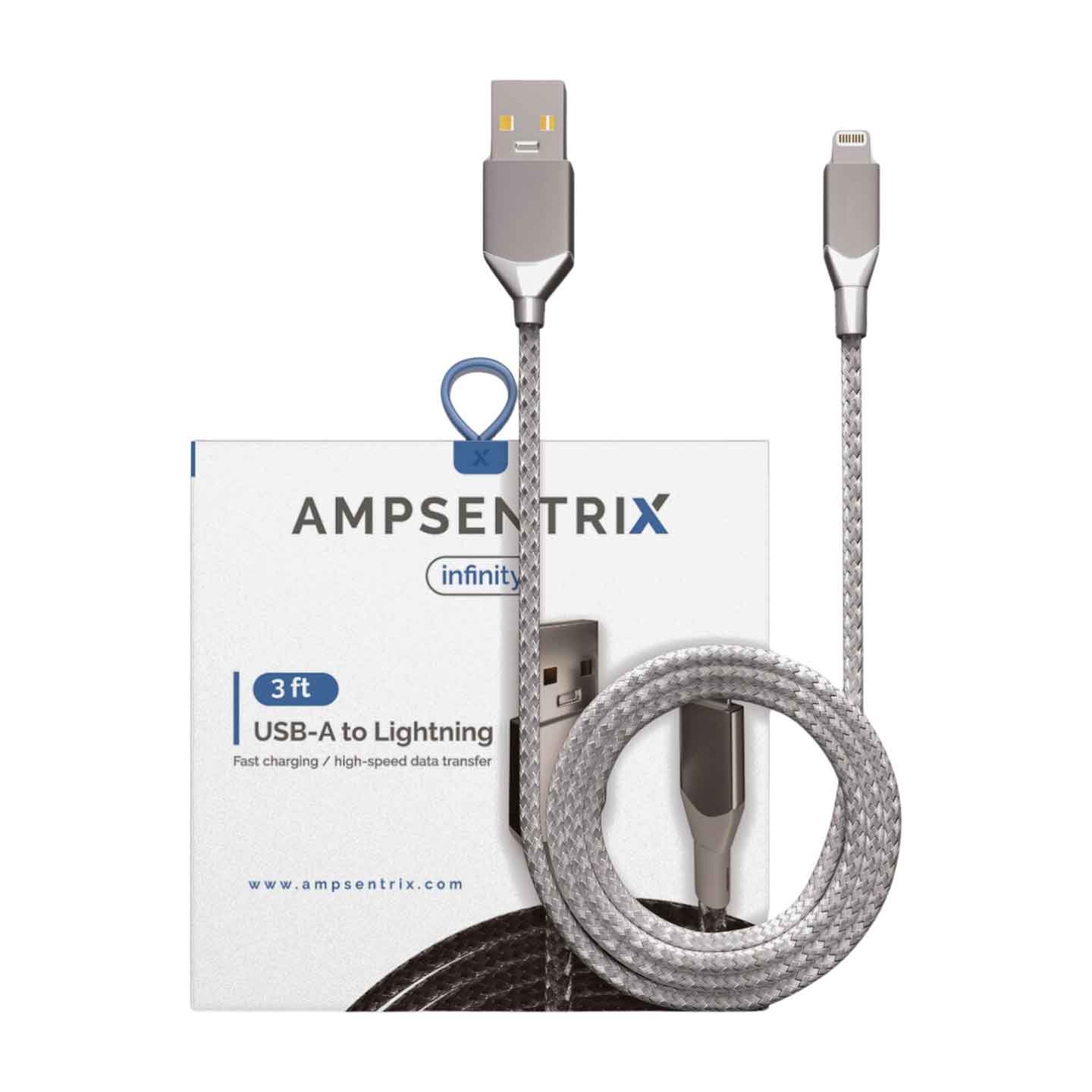 Ampsentrix Infinity Lightning Ladekabel USB-A auf Lightning 1 Meter